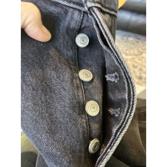 Abercrombie & Fitch The Dad High Rise Denim Curve Love Black Jeans Size 32/14 - Picture 10 of 10